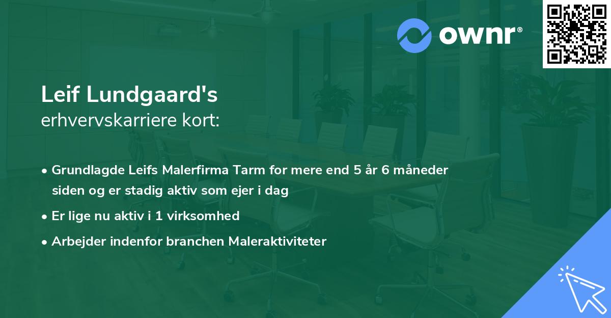 Leif Lundgaard's erhvervskarriere kort