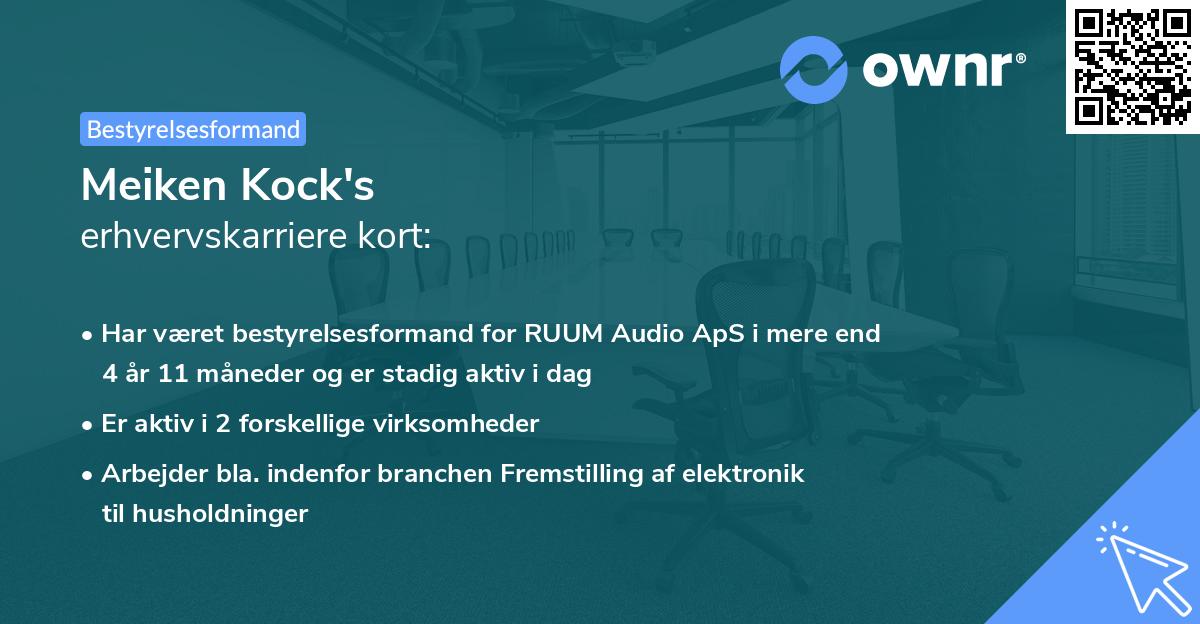 Meiken Kock's erhvervskarriere kort