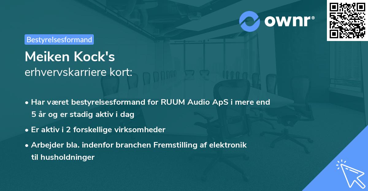 Meiken Kock's erhvervskarriere kort