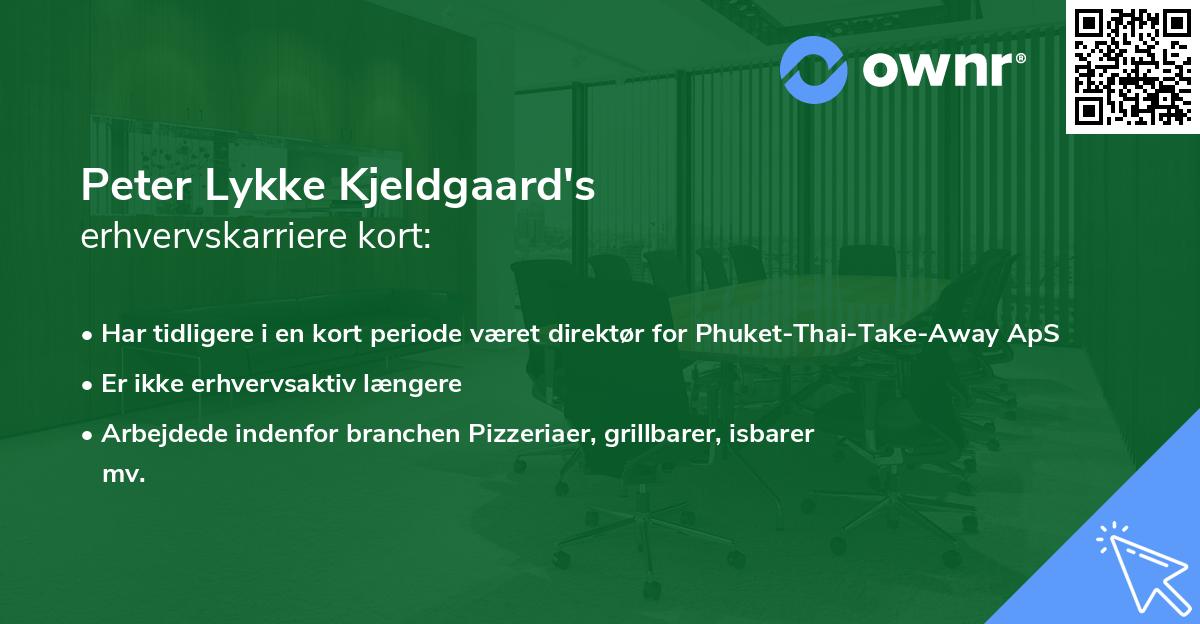 Peter Lykke Kjeldgaard's erhvervskarriere kort