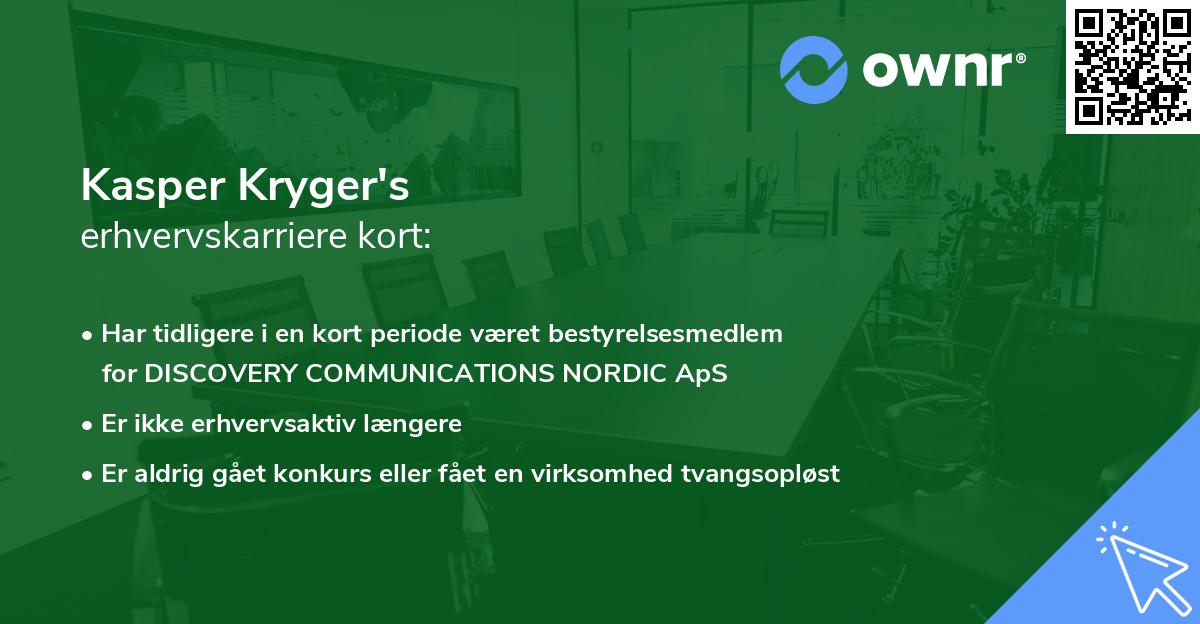 Kasper Kryger's erhvervskarriere kort