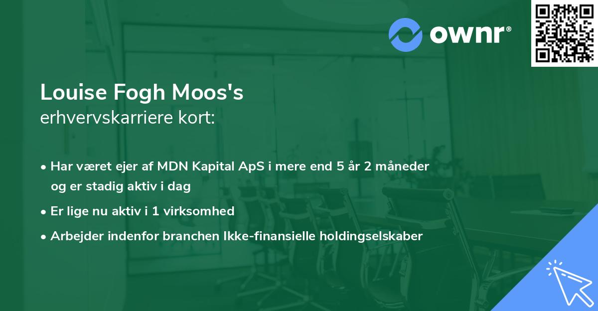 Louise Fogh Moos's erhvervskarriere kort