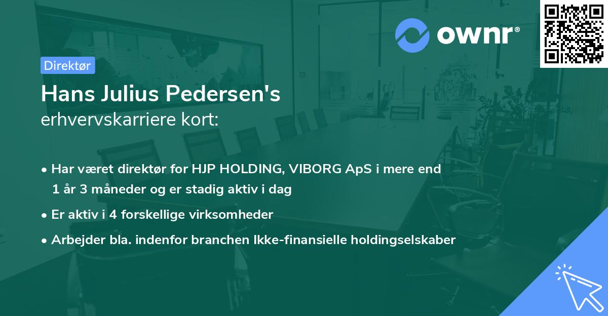 Hans Julius Pedersen's erhvervskarriere kort