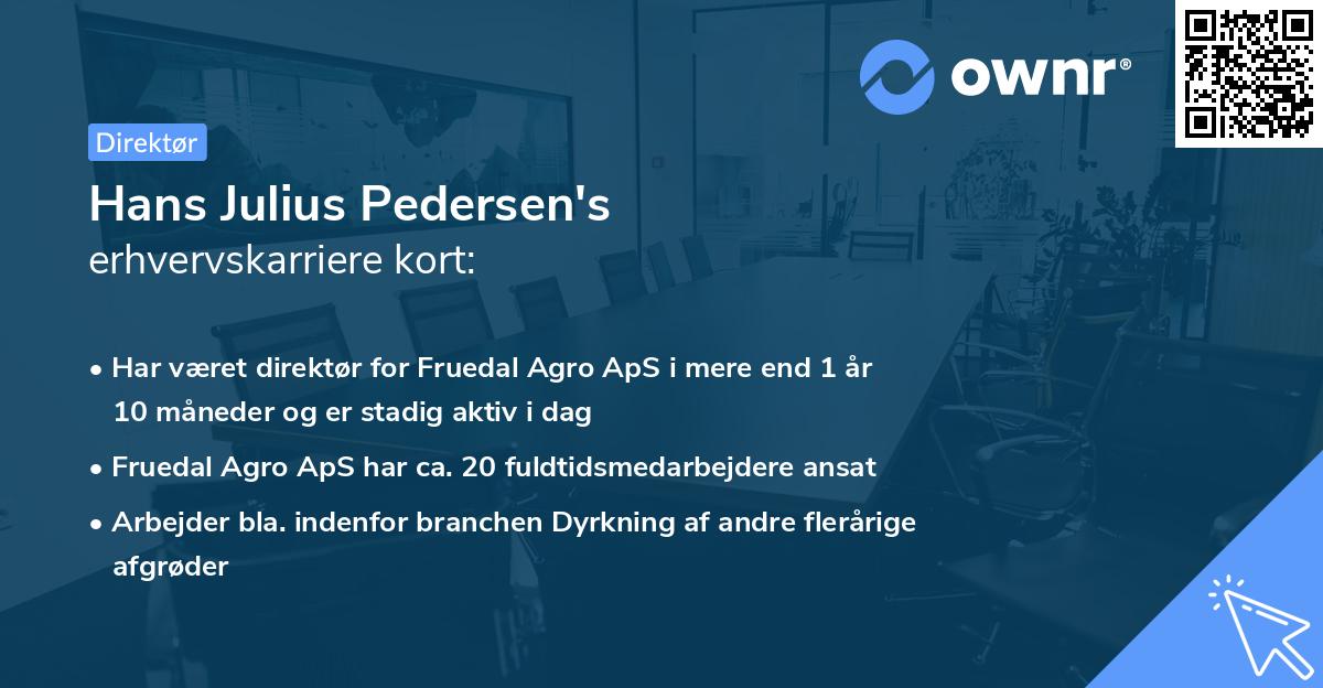Hans Julius Pedersen's erhvervskarriere kort