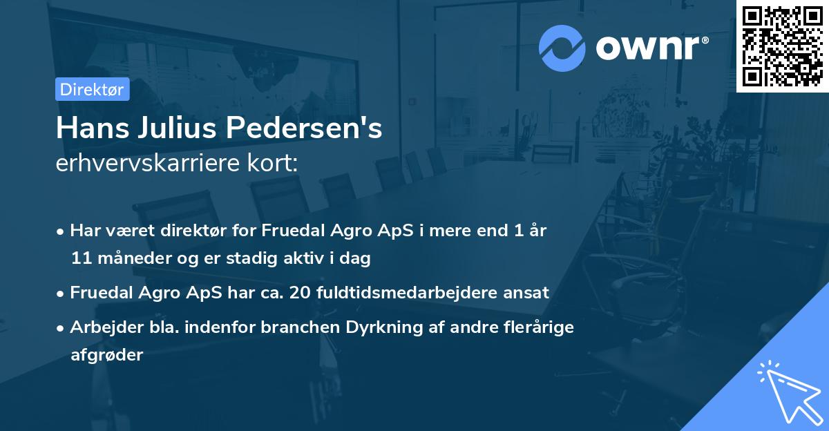 Hans Julius Pedersen's erhvervskarriere kort