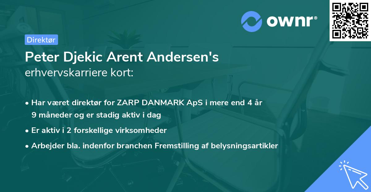 Peter Djekic Arent Andersen's erhvervskarriere kort