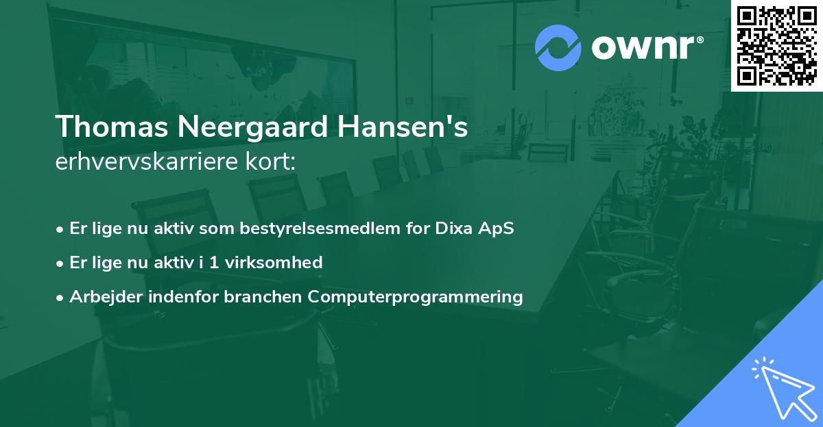 Thomas Neergaard Hansen's erhvervskarriere kort
