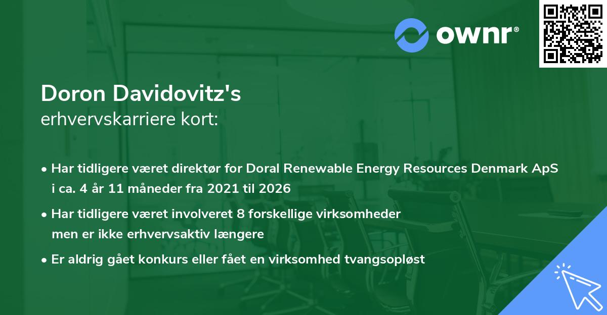 Doron Davidovitz's erhvervskarriere kort