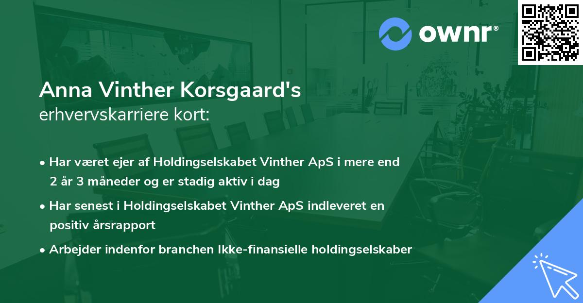 Anna Vinther Korsgaard's erhvervskarriere kort