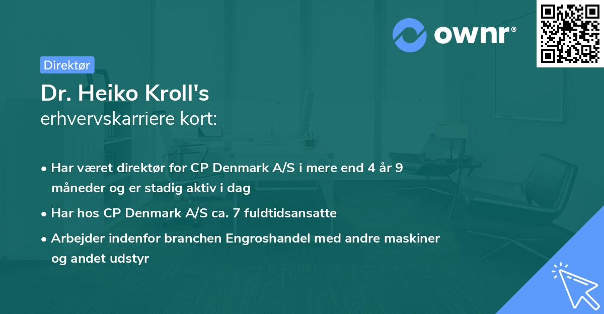 Dr. Heiko Kroll's erhvervskarriere kort