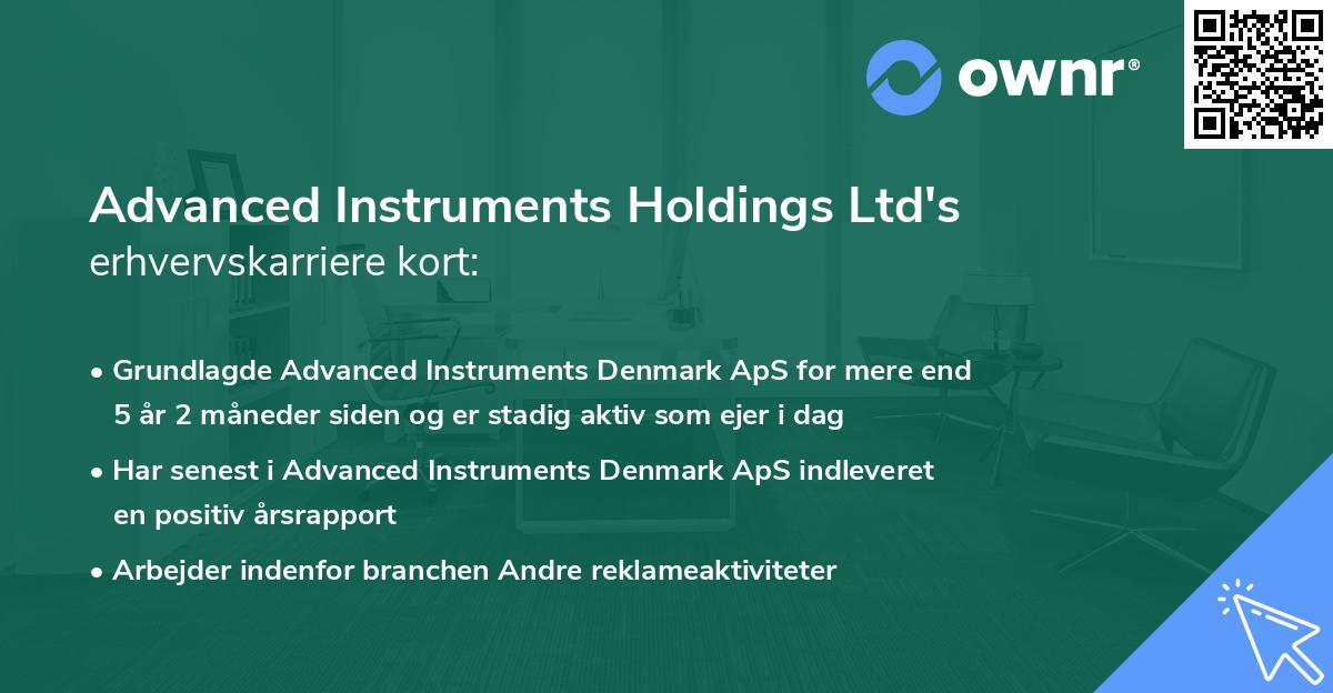 Advanced Instruments Holdings Ltd's erhvervskarriere kort