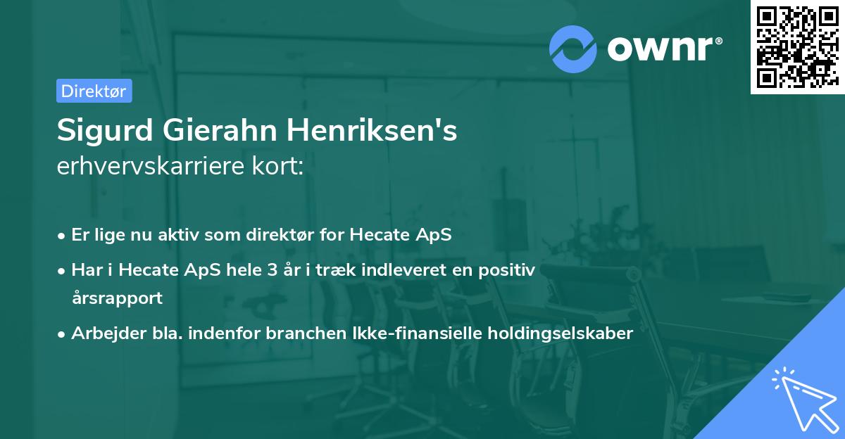 Sigurd Gierahn Henriksen's erhvervskarriere kort