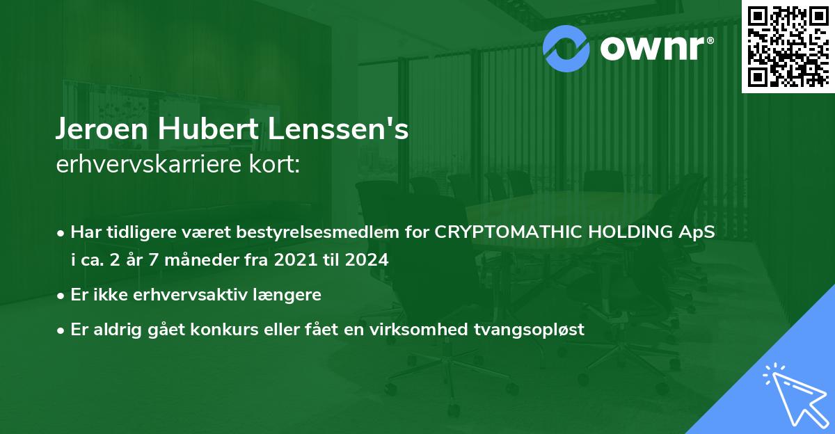 Jeroen Hubert Lenssen's erhvervskarriere kort