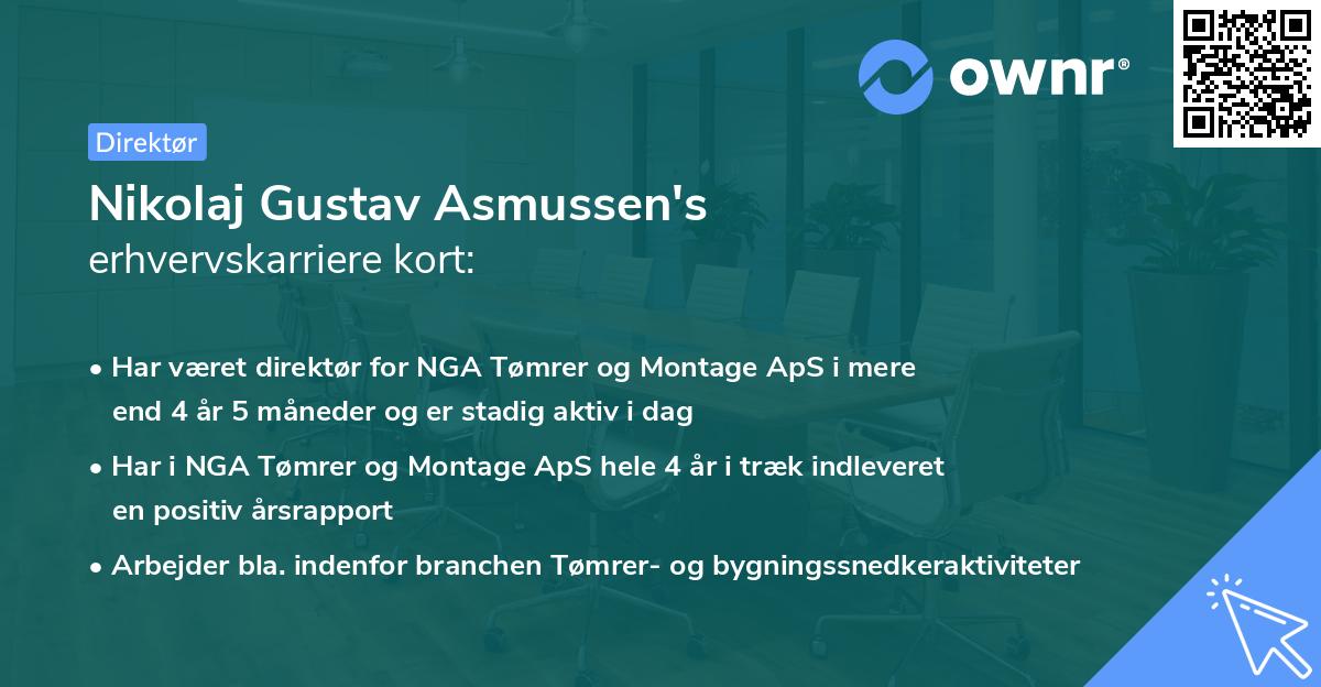 Nikolaj Gustav Asmussen's erhvervskarriere kort