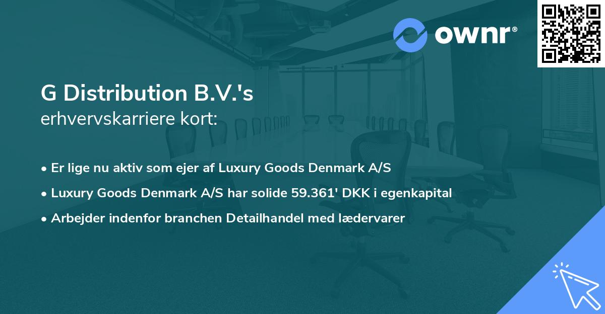 G Distribution B.V.'s erhvervskarriere kort