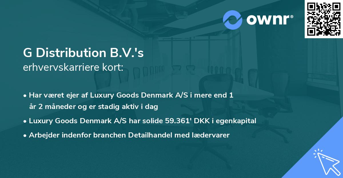 G Distribution B.V.'s erhvervskarriere kort