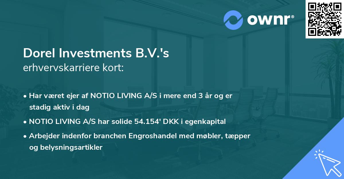 Dorel Investments B.V.'s erhvervskarriere kort