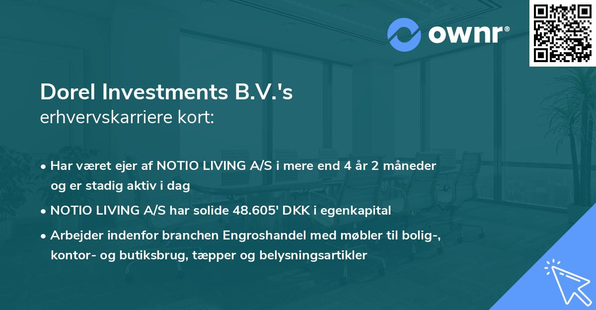 Dorel Investments B.V.'s erhvervskarriere kort