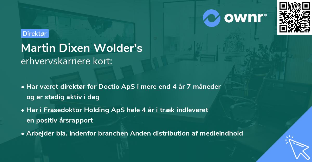 Martin Dixen Wolder's erhvervskarriere kort