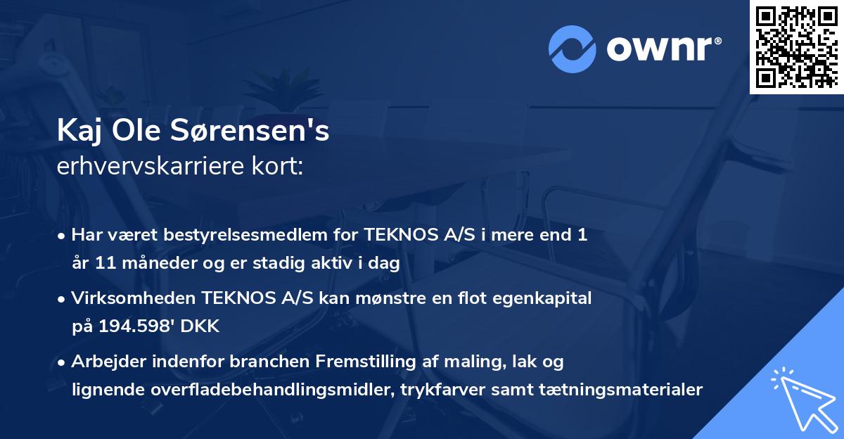 Kaj Ole Sørensen's erhvervskarriere kort