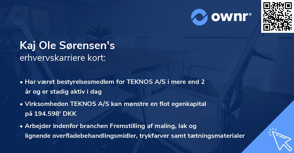 Kaj Ole Sørensen's erhvervskarriere kort