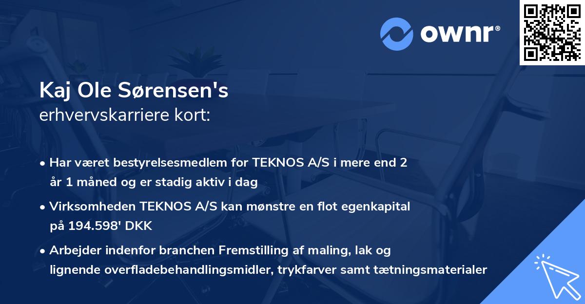 Kaj Ole Sørensen's erhvervskarriere kort