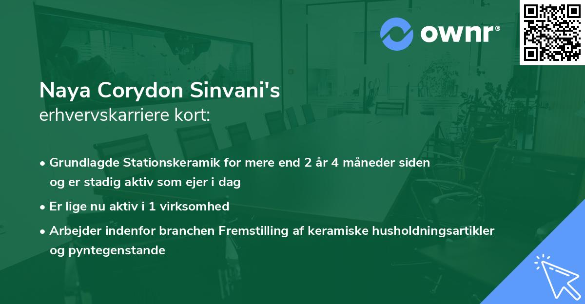 Naya Corydon Sinvani's erhvervskarriere kort