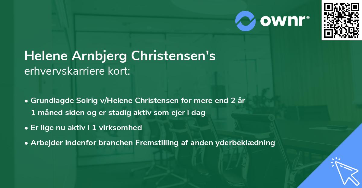 Helene Arnbjerg Christensen's erhvervskarriere kort