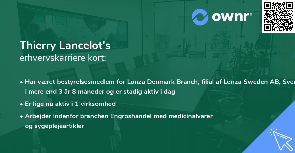 Thierry Lancelot's erhvervskarriere kort