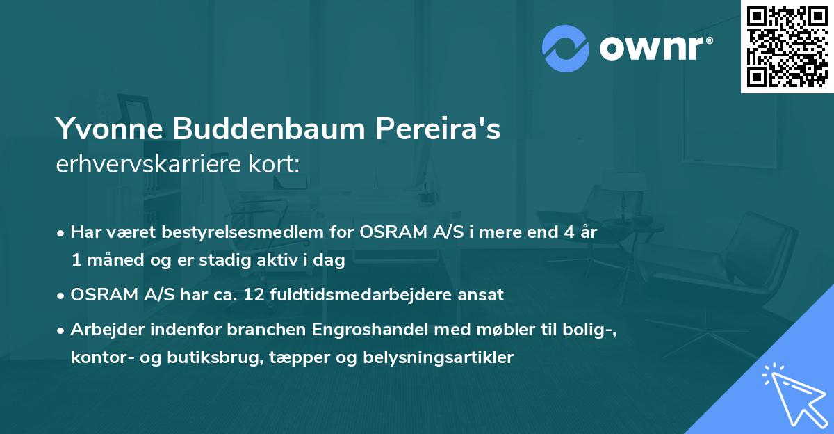 Yvonne Buddenbaum Pereira's erhvervskarriere kort