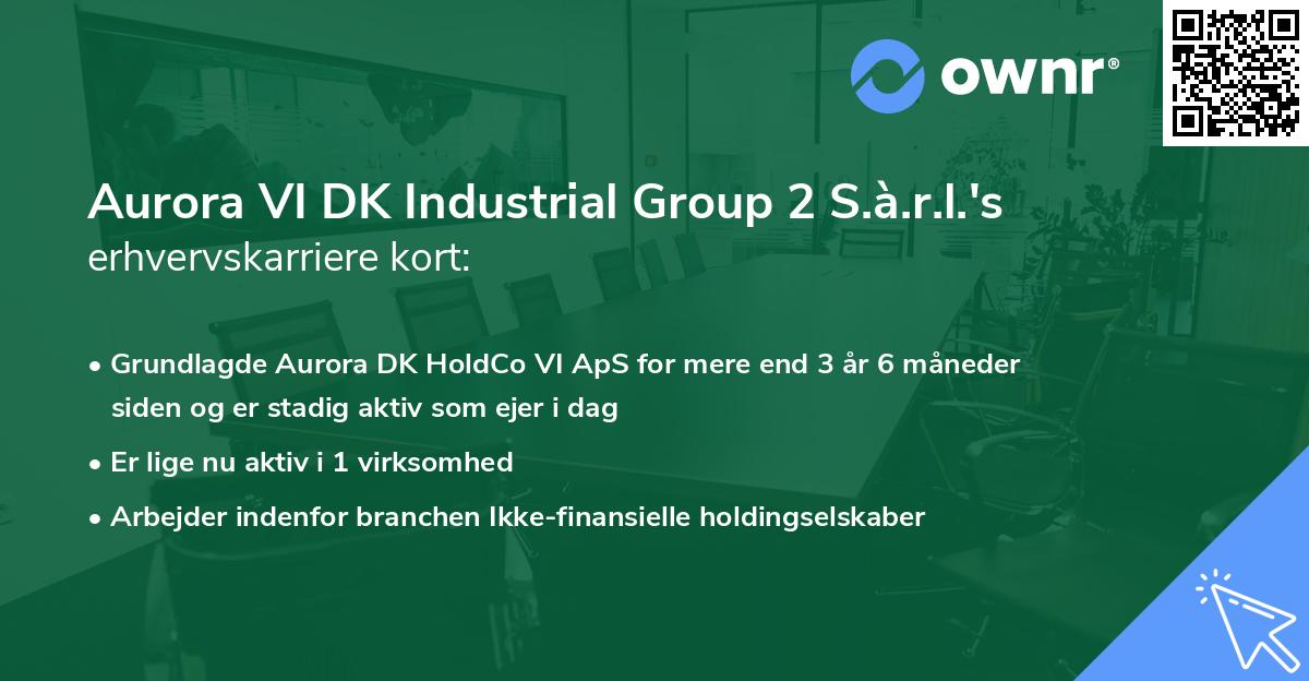Aurora VI DK Industrial Group 2 S.à.r.l.'s erhvervskarriere kort