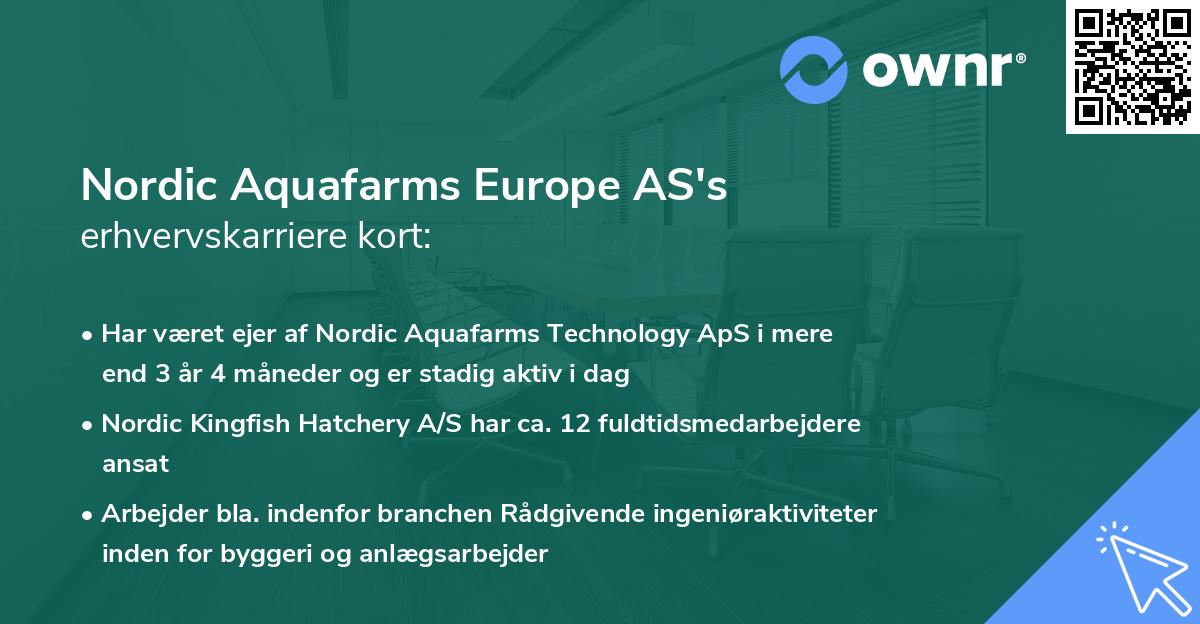 Nordic Aquafarms Europe AS's erhvervskarriere kort
