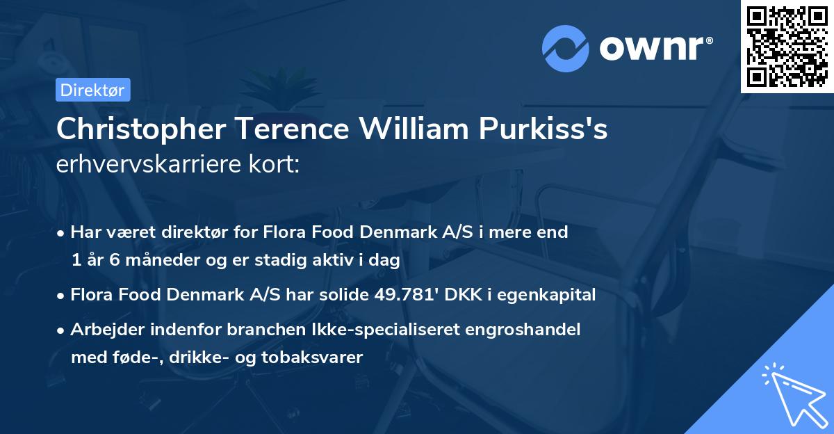 Christopher Terence William Purkiss's erhvervskarriere kort