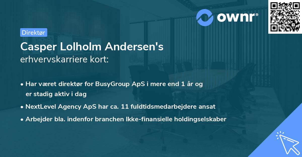 Casper Lolholm Andersen's erhvervskarriere kort