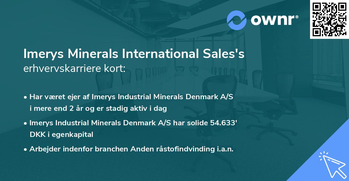 Imerys Minerals International Sales's erhvervskarriere kort