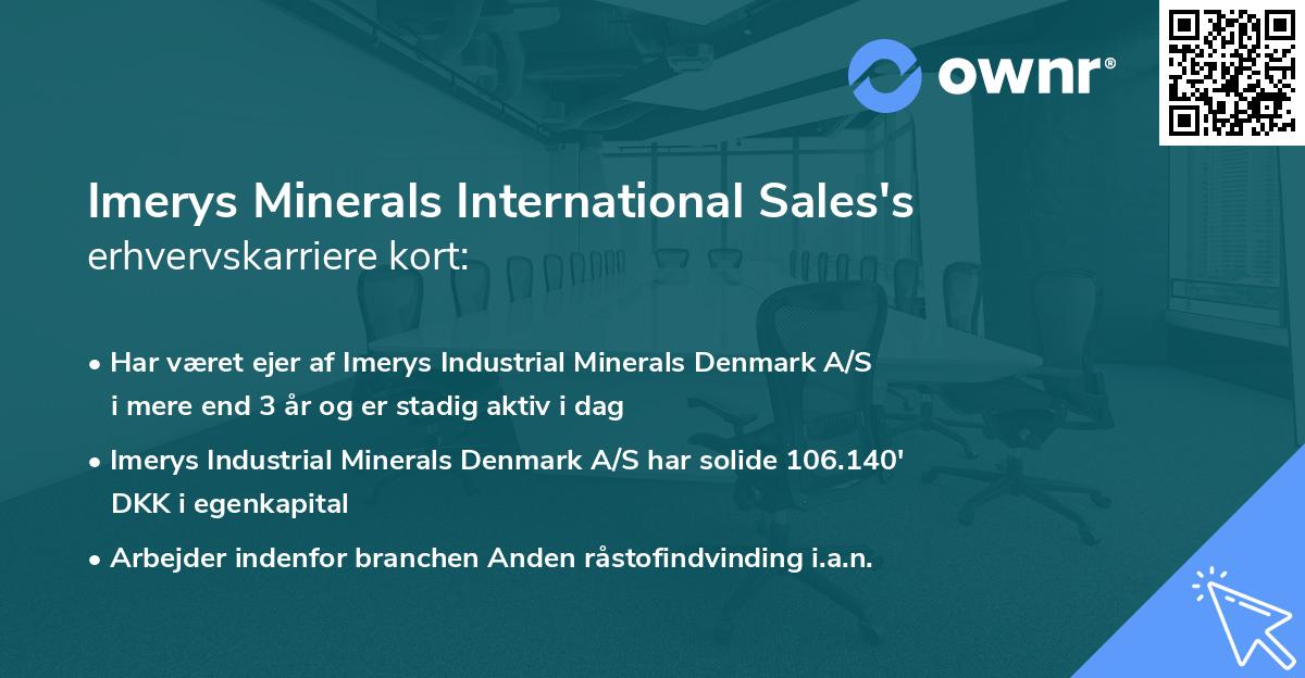 Imerys Minerals International Sales's erhvervskarriere kort