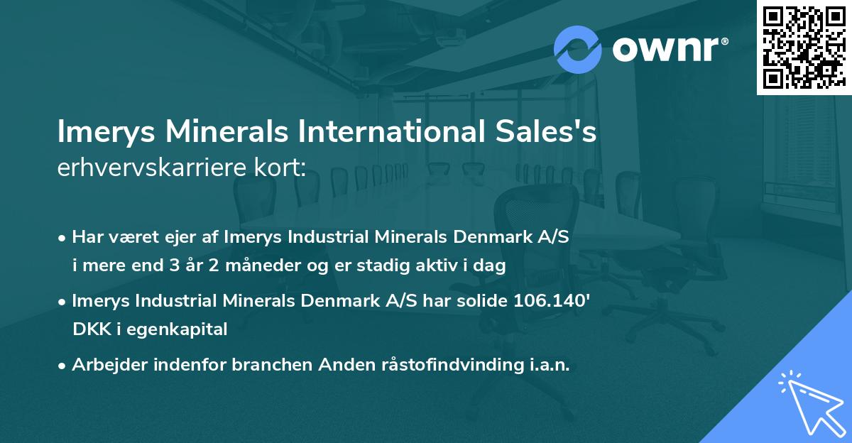 Imerys Minerals International Sales's erhvervskarriere kort