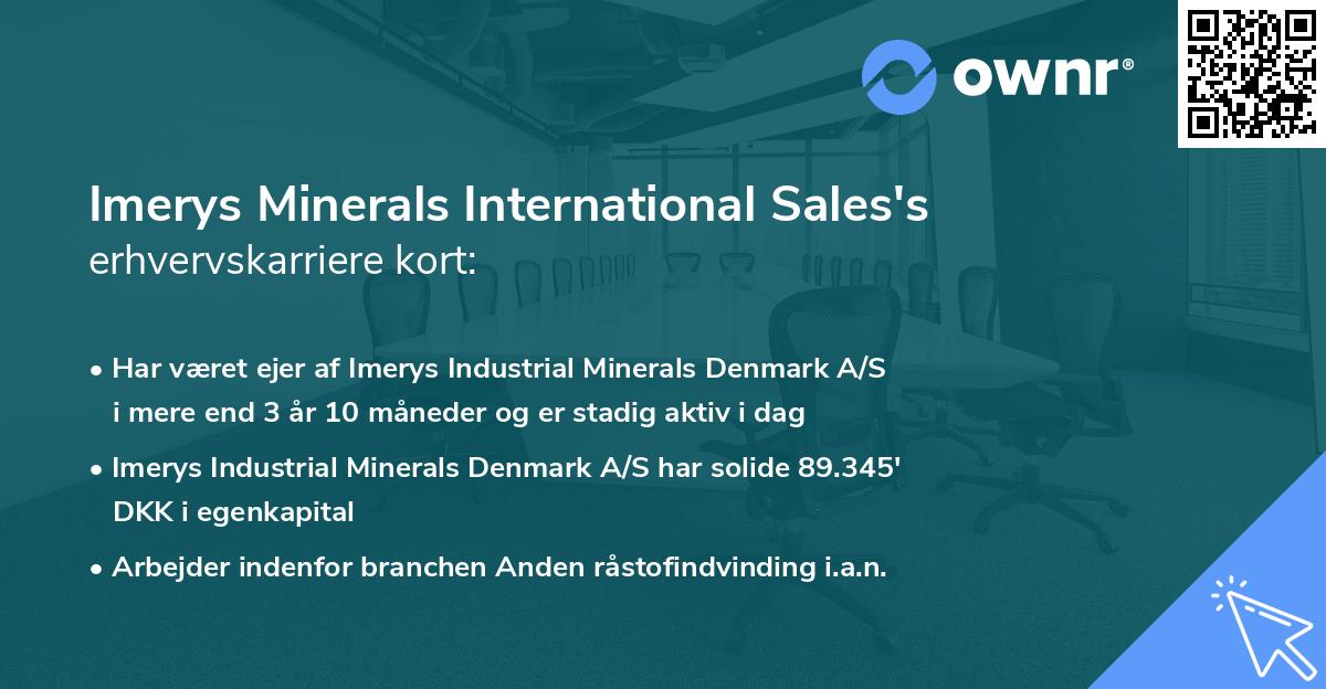 Imerys Minerals International Sales's erhvervskarriere kort