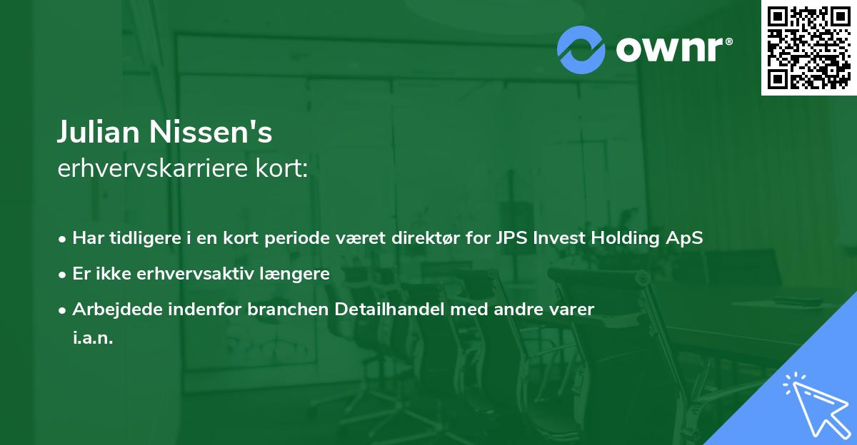 Julian Nissen's erhvervskarriere kort