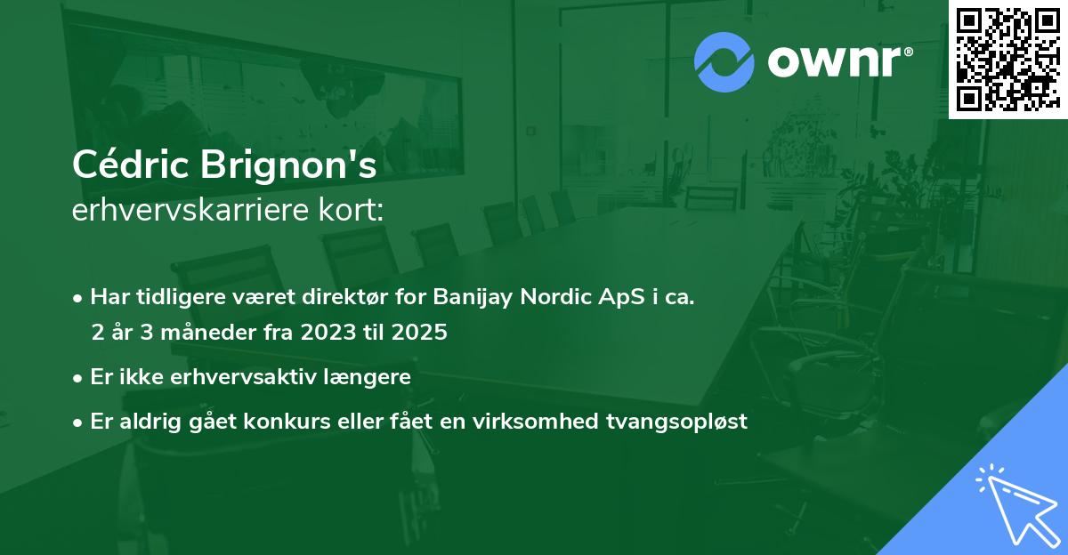Cédric Brignon's erhvervskarriere kort