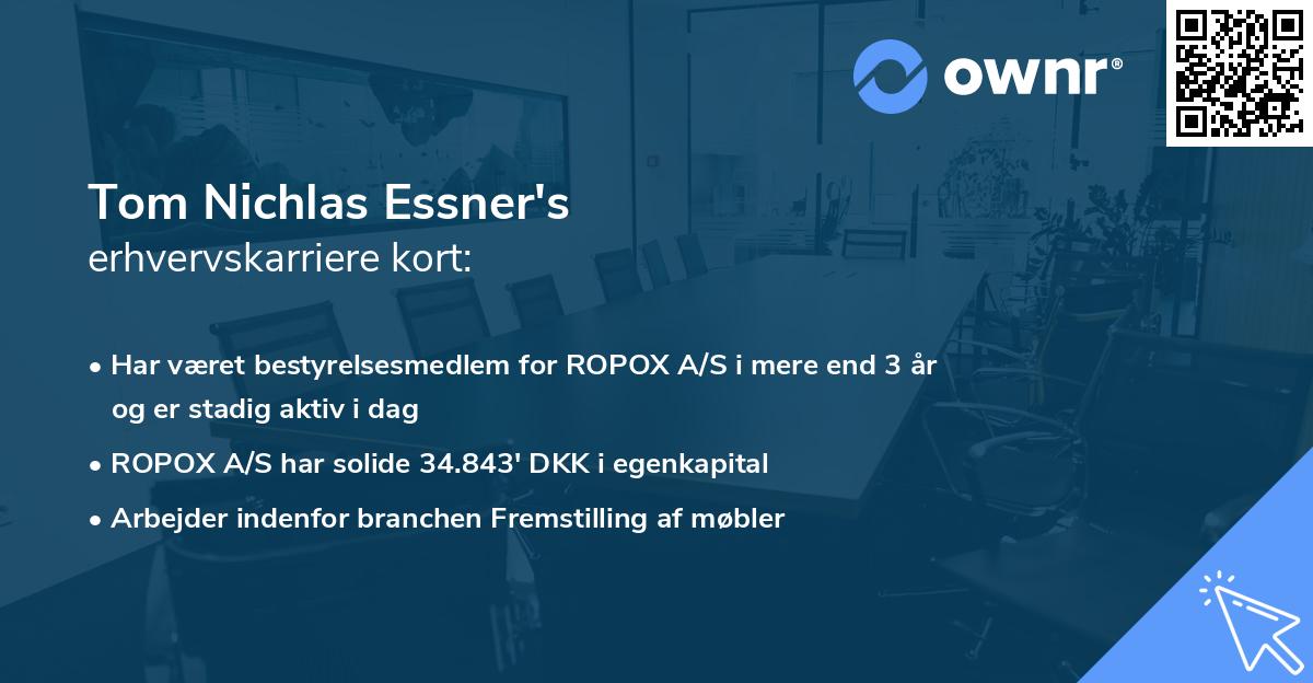Tom Nichlas Essner's erhvervskarriere kort