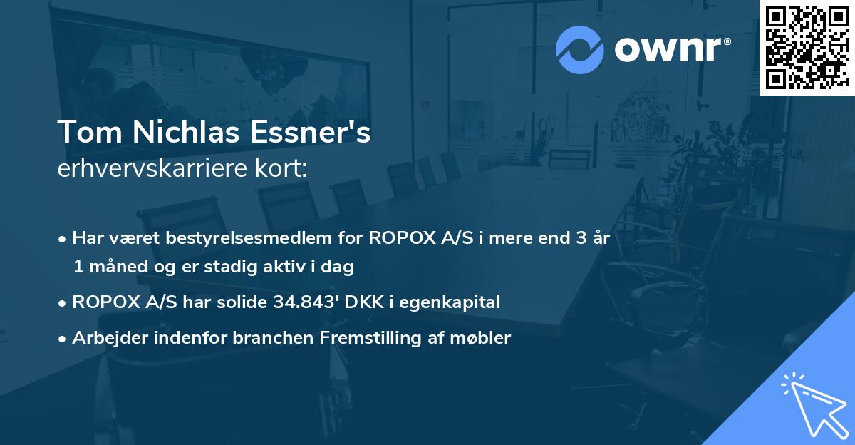 Tom Nichlas Essner's erhvervskarriere kort