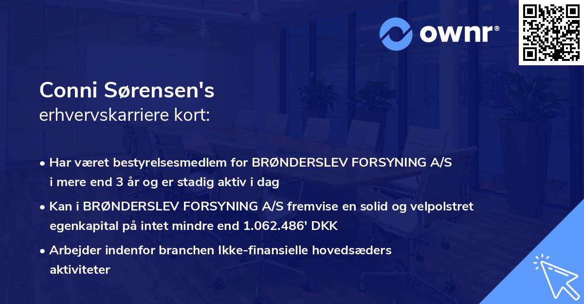 Conni Sørensen's erhvervskarriere kort