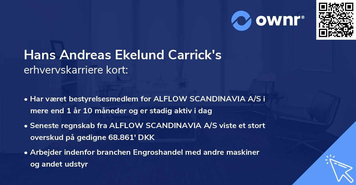 Hans Andreas Ekelund Carrick's erhvervskarriere kort