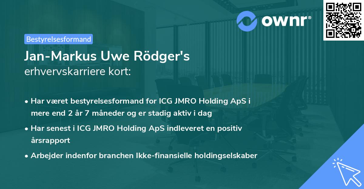 Jan-Markus Uwe Rödger's erhvervskarriere kort