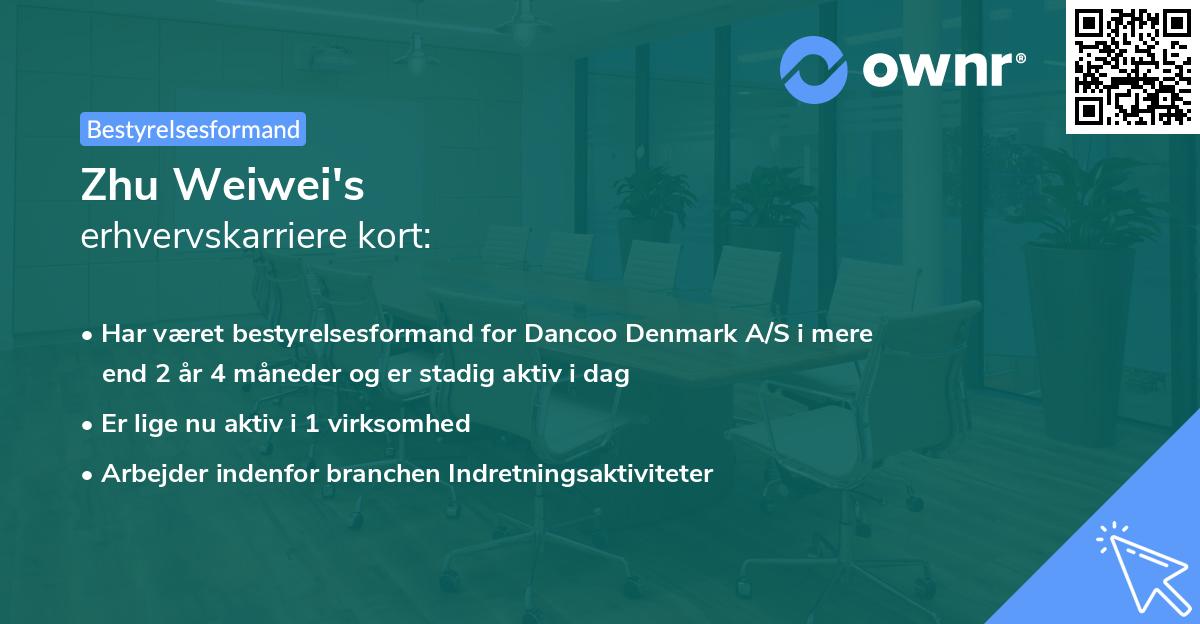 Zhu Weiwei's erhvervskarriere kort