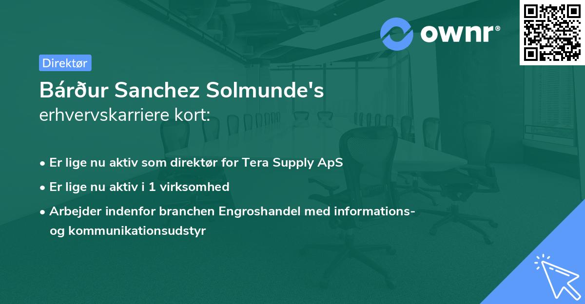 Bárður Sanchez Solmunde's erhvervskarriere kort