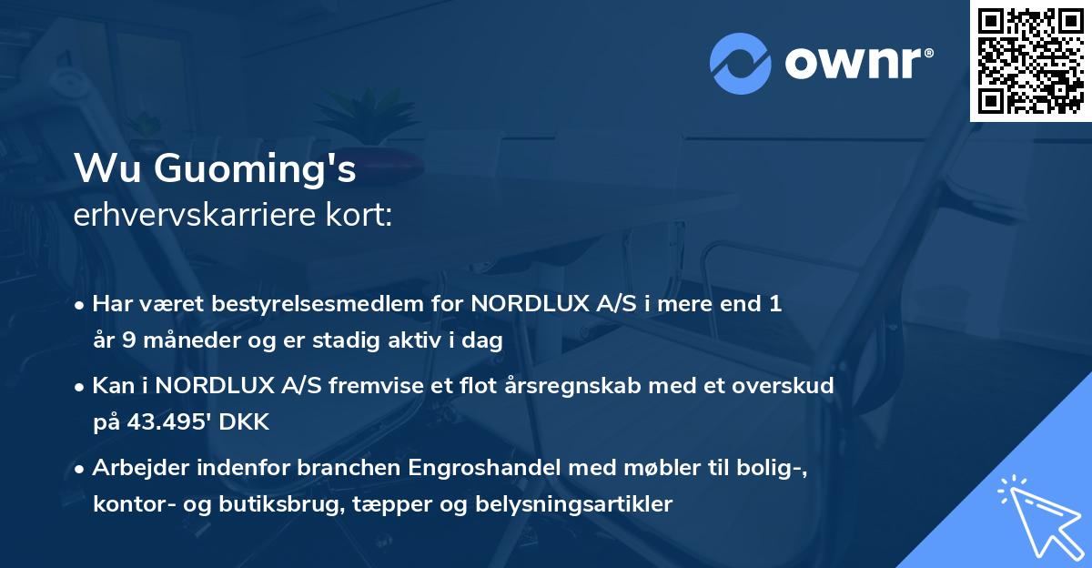 Wu Guoming's erhvervskarriere kort