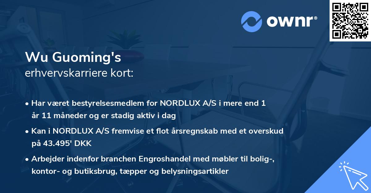 Wu Guoming's erhvervskarriere kort