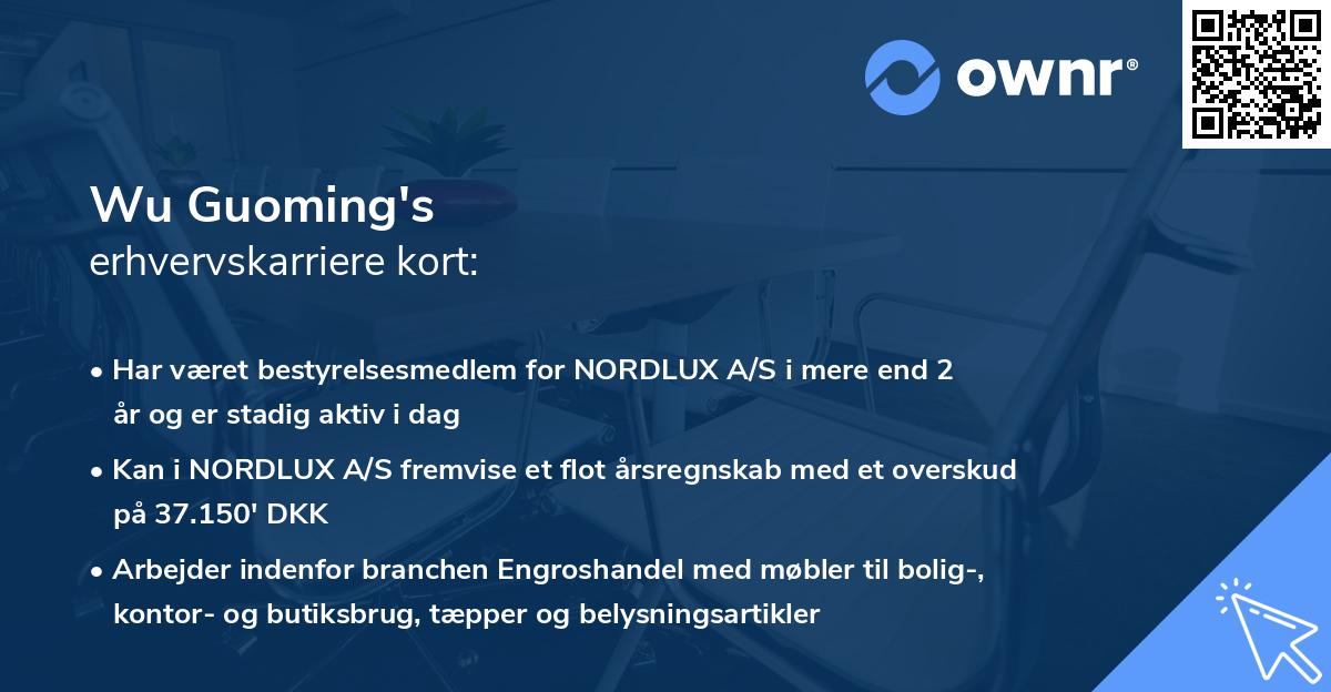 Wu Guoming's erhvervskarriere kort